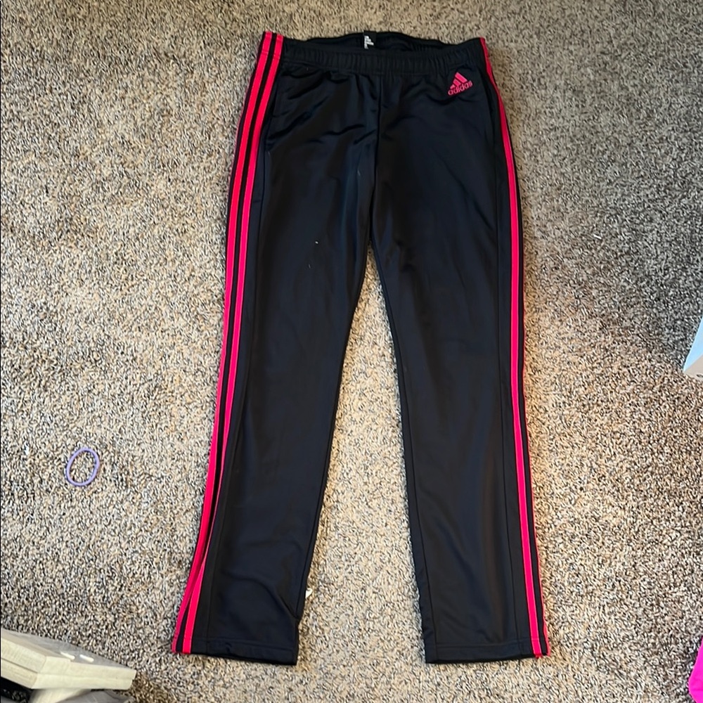 Adidas Kids Black and Pink Track Pants